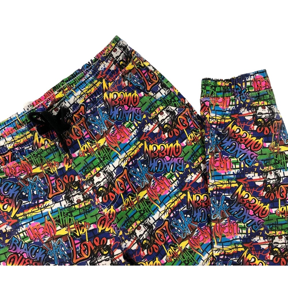 LoveLove Love Pants Women's Size Large Graphic Black Queen Joggers Streetwear